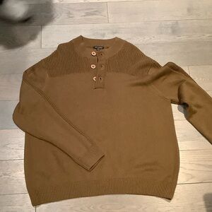 Britches Men's Camel Brown Button-Neck Crewneck Sweater